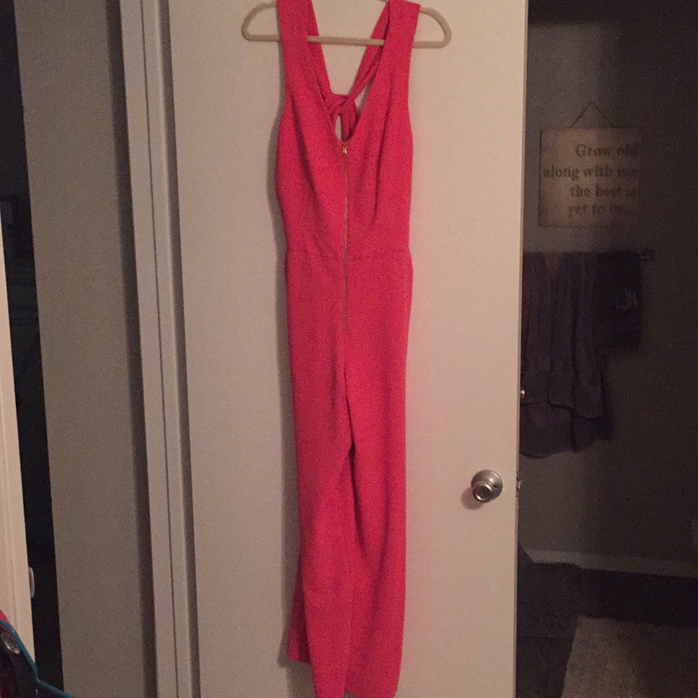 Hot pink jump suit